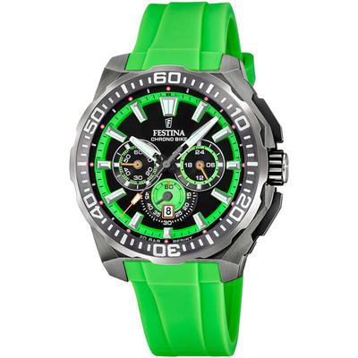 Chronograph FESTINA "Chrono Bike 2025", grün, Armbanduhren, Herren, Quarzuhr, Armbanduhr, Herrenuhr, analog, Tag, Stoppfunktion Image