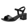 Sandalette TAMARIS, Damen, Gr. 37, schwarz, Lacklederimitat, elegant, Schuhe, Blockabsatz, Festtagsschuh, Abendschuh, Klett unter der Zierschnalle