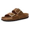 Pantolette TAMARIS, Damen, Gr. 37, braun (cognac), Nubuklederimitat, casual, Schuhe, Sommerschuh, Schlappen mit gepolstertem Fußbett