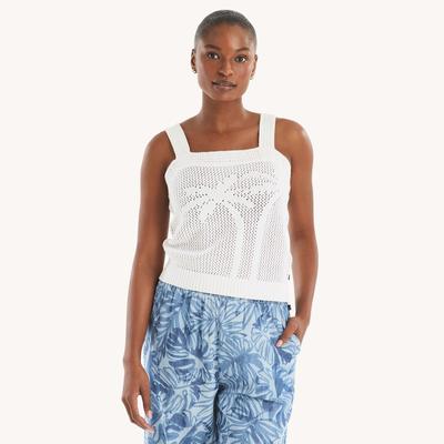 Nautica Women's Palm Tree Sweater Tank Bright White, XL