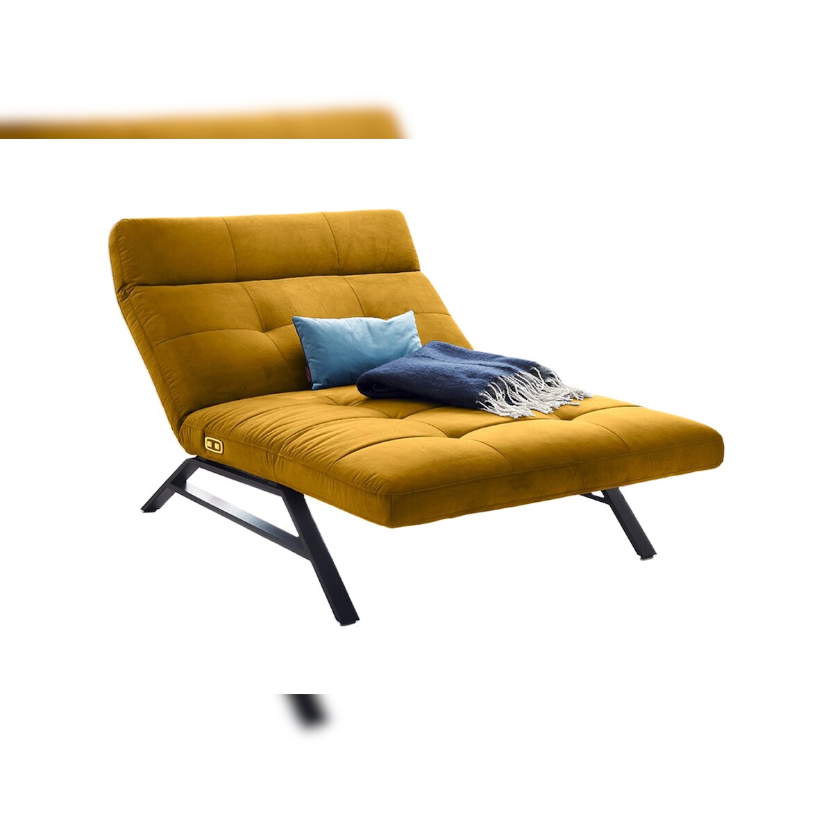 KAWOLA Liege AMERIVA Sessel Relaxliege Maxi Velvet curry Fuß schwarz Image