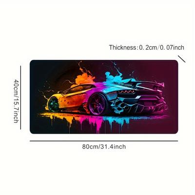 TEMU Vibrant Sports Large Mouse Pad - Natural Rubber, Non-slip Desk Mat With Stitched Edges For Keyboard And Gaming, Perfect Gift For Car Enthusiasts, Boyfriend, Girlfriend, Pc & Learning Accessories Image