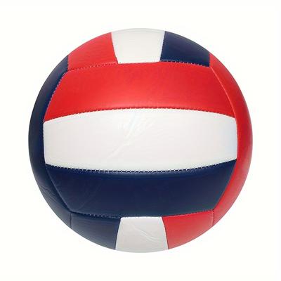 TEMU No.5 Volleyball For Indoor & Outdoor Play - 2.0mm Pvc, High Quality, Red/white/blue Striped Design, Beach Training & Competitions Image