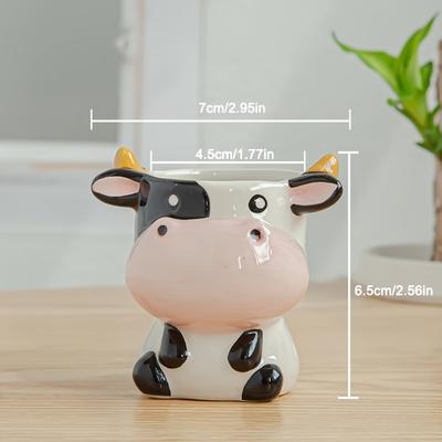 TEMU Ceramic Animal Planters Set Of 1, Cute Animal Design Succulent Pot, Lightweight Irregular Shape, , Tabletop Mounting For Indoor And Outdoor Use Image