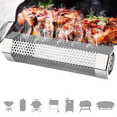TEMU Pellet Tube 6in Stainless Steel Bbq Wood Pellet Tube For Cold/ Hot Smoking, Portable Barbecue Smoke Generator Works With Electric Gas Charcoal Grill Or Smokers, Hexagon Image