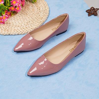 TEMU Women's Solid Color Flat Shoes, Casual Point Toe Slip On Shoes, Lightweight & Comfortable Shoes For Koningsdag/king's Day Image