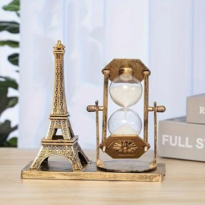 TEMU Sand Timer Sculpture - Vintage Parisian Desk Decor, Durable Plastic Material, Ideal For , Festive Decorative Gift, Suitable For Rooms, No Power Needed Image