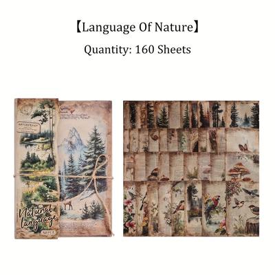 TEMU 160 Sheets Vintage Botanical Scrapbooking Paper Kit, Aesthetic Decorative Background For Diy Junk Journal, Stationery, Crafting, Flower Journaling Supplies, Unique Birthday Gift Idea Image