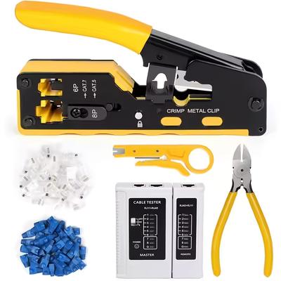 TEMU Ethernet Crimping Set Network Cable Crimping Pliers Household Network Cable Pliers Combination Set 50pcs Image