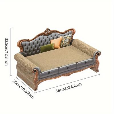 TEMU Sofa Scratching Pad Lounge, Elegant Cardboard Cat Scratcher Couch With Cushions, Fashionable Pet Furniture For Cats - Cat Scratcher Bed Image