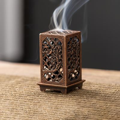 TEMU 1 Elegant Metal With Design - Traditional Chinese Tea Decor, Vertical & Plate Styles In Golden/bronze For Home , Incense Holder Image