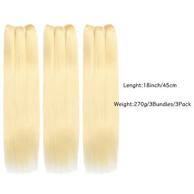 TEMU Women's Blonde Straight Human Hair Extensions, 270g Total (90g Each), 3 , Hair, Double , 16-30 Inch Image