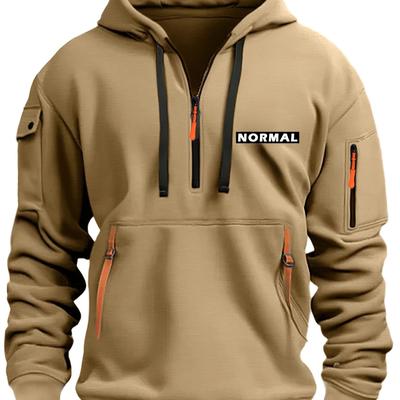 TEMU Men's Cozy Fleece-lined Hooded Sweatshirt With Dual Zippers - Gray, Accents, Warm Casual Sportswear For Fall/winter, Sweater Hoodie Image