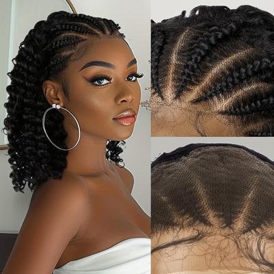 "TEMU Jstineke 16" 13x6 Lace Frontal Box Braids Wig For - Lightweight Synthetic Handmade Braided Wig With 180% Density, High-temperature Fiber, Sporty Style, Middle East Collection" Image