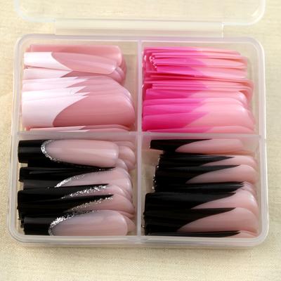 TEMU 96 Upgraded Press-on Nail Set - Colors, Long Ballet False Nails, Reusable With French Patterns, Suitable For Women's Nail Gift And Nail Supplies, Perfectly Showcasing . Image