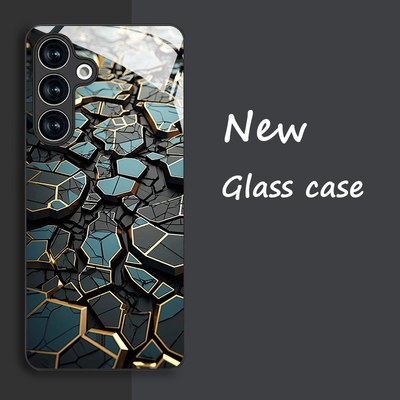 TEMU S24/s24ultra/s23/s23ultra/s22/s21/ Mobile Phones Tempered Glass Protective Case, Unique Creative Quadrilateral Rock Applicable Image