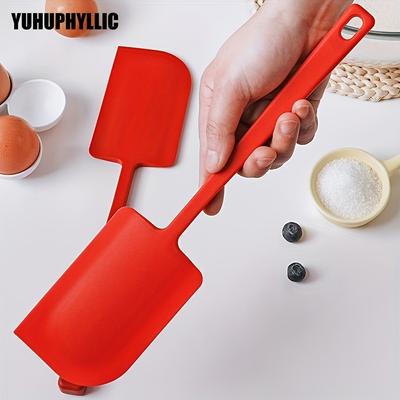 TEMU Yuhuphyllic Extra-large Red Silicone Spatula - High Heat Resistant, Non-electric, Food-safe For Baking, Cake & Cream Smoothing - Essential Kitchen Tool Image
