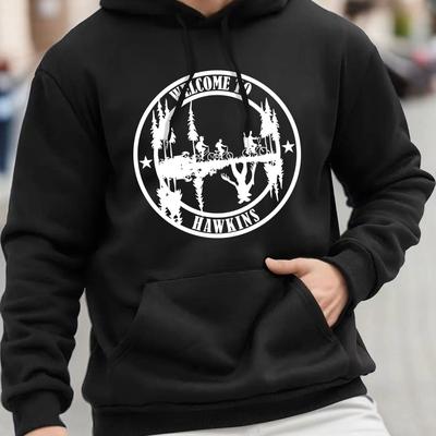 TEMU Men's Casual Hoodie With Creative Print - Cozy Pullover Sweatshirt With Kangaroo Pocket, Fall & Winter Image
