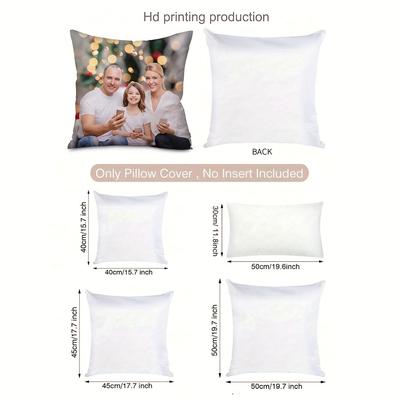 TEMU Customized Photo Pillowcase - Retro Style Plush Cushion Cover With Design, Machine Washable, Zipper Closure - Ideal Gift For , Sofa, Bed, Or - Polyester, White, Single-sided Image
