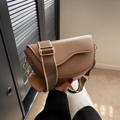 TEMU Lyting Women's Retro Messenger Bag - Brown, Adjustable Strap, Lightweight, Magnetic Closure, Underarm Bag For Casual & Fashion Use, Casual Fashion Bag | Saddlebag Design | Adjustable Strap Bag Image