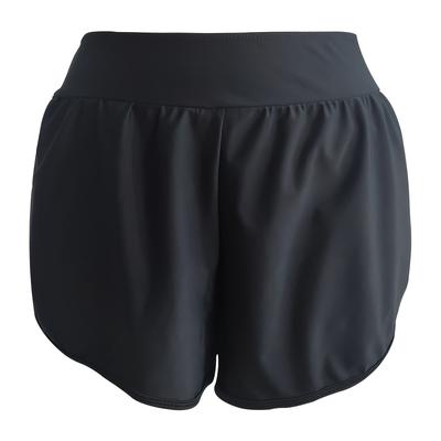TEMU Women's High-stretch Nylon Swim Shorts - Solid Color, Split Hem, Loose Fit Boxer Bottoms For Beach & Pool Image