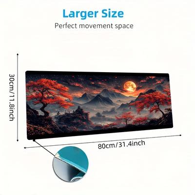 TEMU 1pc Moon Print Mouse Pad Computer Keyboard Pad Large Non-slip Mouse Pad Gaming Accessories Office Computer Pc Birthday Gift Gamer Laptop Light Luxury Desk Mat Image