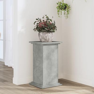 TEMU 1pc Modern Grey Concrete Plant Stand, 33x33x60cm, Wood Construction, Tiered Shelf, No Electricity Or Battery Needed Image