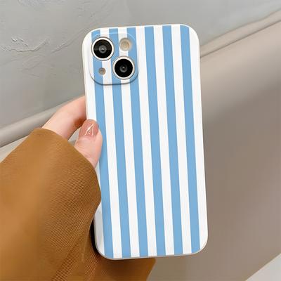 TEMU Blue And Pattern All-inclusive Shockproof Phone Case, Trendy Tpu Mobile Phone Protective Case, Compatible With /15/14/13/12/11 Pro Plus Pro Max Image