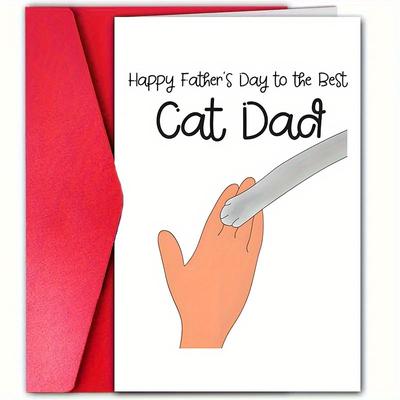 TEMU 1pc, Happy Father's Day Cat Dad Card, 12cm*18cm, Paper Greeting Card With Envelope, Fathers, Stepfathers, And Father Figures, Father's Day Keepsake Image