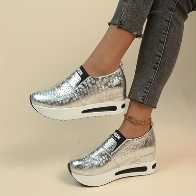 TEMU Women's Thick Sole Indoor Heightening Casual Sports Shoes Lazy Slip-on Elastic Lightweight Comfortable Fashion Women' Shoes Image