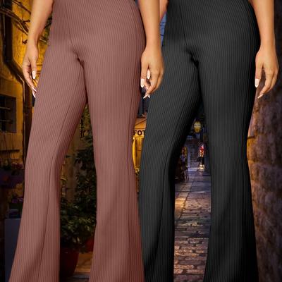 TEMU Two-piece Women's New Slimming Yoga Pants High Waist Flare Pants Casual Long Pants Women-k11-2pcs Image
