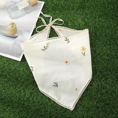 TEMU 1pc Bohemian Chic Embroidered Floral Triangle Headband - Elegant White Polyester Hair Scarf Accessory With Flower Patterns, Ideal Gift For Valentine's Day, Birthdays, Day Image