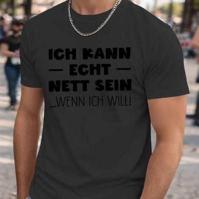 TEMU Humorous Plus Size Men's T-shirt With German Crinkle Design Image