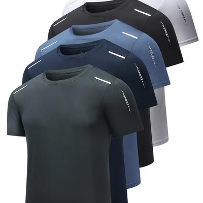 TEMU Men's Summer Polyester Crew Neck Loose Tops With Geometric Pattern And Applique For Men Image