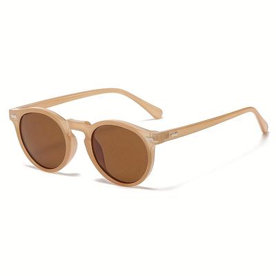 TEMU Vintage Round Frame Polarized Sunglasses, Classic Full Rim Pc Polycarbonate Frame, Tac Lens, Protection, For Men, Women, Outdoor, Professional Image