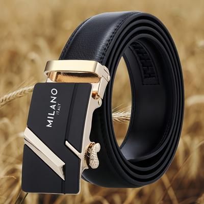 TEMU Men's Italy Belt With Automatic Alloy – Pvc Belt With Rose Golden Accents, Casual Attire And Gifting Image
