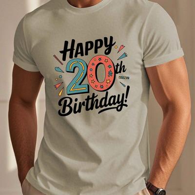 TEMU Happy Birthday Men's Short Sleeve T-shirt Summer T-shirt Top Image