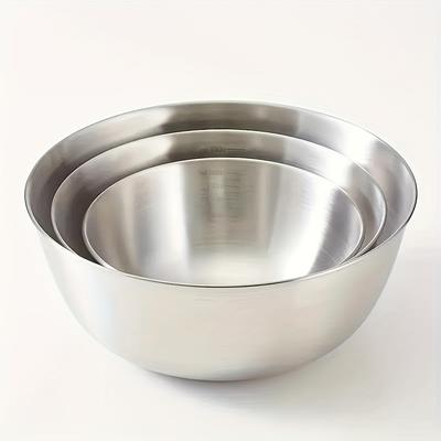 TEMU 3pcs Stainless Steel Mixing Bowls Set, Brushed , Microwave Safe, Round Vegetable-themed Bowls For Kitchen Prep & Storage, Ideal For Bbq & Outdoor Cooking Image