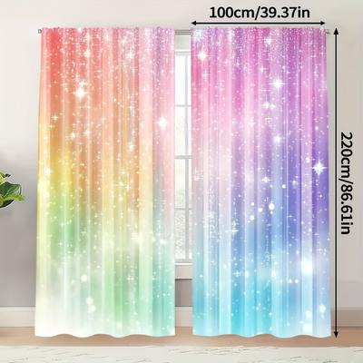 TEMU Set Of 2, Shimmering Curtains For All , Made Of Polyester, Suitable For Small Windows, Cafes, Shops, Kitchens, And Bathrooms - Easy To Hang With Rod Pocket, Machine Washable Image