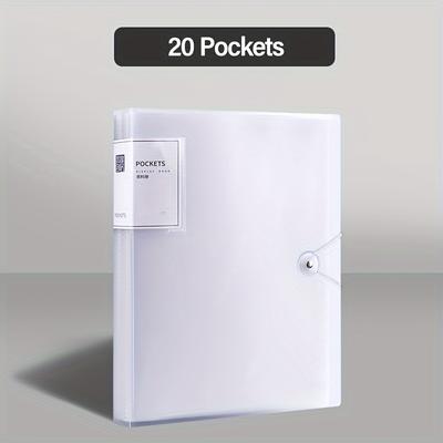 TEMU Expandable A4 Document Holder, 20 Pockets, With , Transparent Plastic, Letter A4 Size, 6 Colors, Made Of Pp Material, For Home Office Organize Image