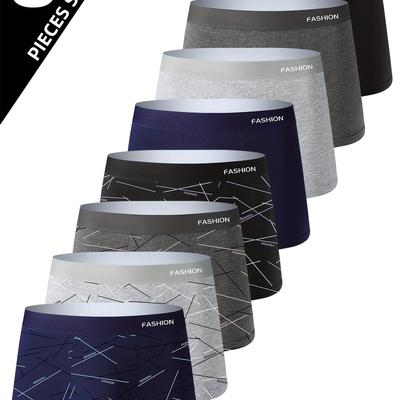 TEMU Pack Of 8 Men's Underwear, Trendy And Personalized Boxer Shorts For Soft Comfortable Casual Sports Image
