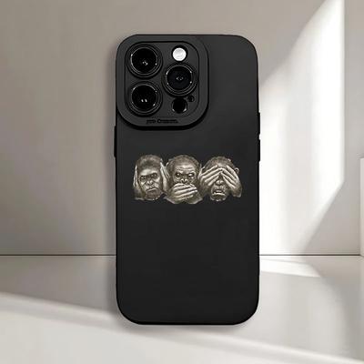 TEMU Matte Phone Case With A Monkey Design, Featuring Uv Printing And 360-degree Full Protection, Compatible With Iphone Models 16, 11, 12, 13, 14, 15 Pro Max, Xr, X/xs, 7, 8 Plus, Se, And Mini. Image