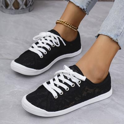 TEMU 147- Lace Versatile Comfortable Trendy Classic Sexy Flat Low-top Lace Floral Breathable Casual Sports Shoes Image