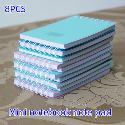 TEMU 8pcs Mini Notebook Set - Portable Pocket-sized Spiral Notebooks With Perforated Pages, Ideal For Home, Office, School, And Work Use, Office Supplies | Modern Notebook Design | Perforated Pages Image