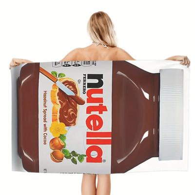 TEMU Nutella Super Absorbent Quick-dry Beach Towel - Thick Soft Microfiber For Beach, Pool, Swimming, Travel, Picnic & Camping - Multi-use Towel For Men, Women, Poolside Accessory, Design, Quickdry Image
