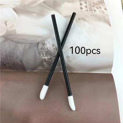 TEMU 100pcs Disposable Lip Brushes - Hypoallergenic Nylon Bristles With Black Abs Handles For Flawless Lipstick & Gloss Application, Cosmetic Accessories | Professional Makeup Tool | Cosmetic Brush Image