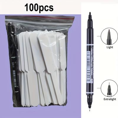 TEMU 100pcs Gardening Labels Garden Plant Tags With Marker Pen - Suitable For Outdoor Gardening And Lawn Care Image