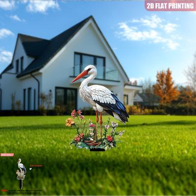 "TEMU 2d Flat Print, White Acrylic Garden Stake With Floral Base - 6" X 11.5" - Yards, Cemeteries - Ideal Easter, Holiday Or Birthday Gift - Outdoor Landscaping, 1pc" Image