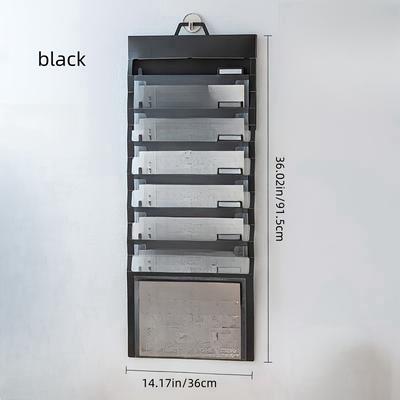 TEMU 1pc White/black Foldable Exam Paper Hanging Organizer With 6 Pockets – Durable Pp Material, Large Capacity For Students, Office Desk Storage Bag With Labeling Stickers, Abs Plastic Construction Image