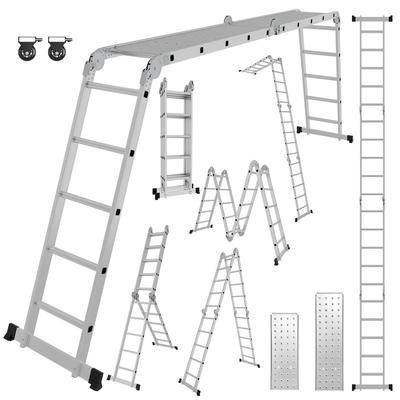 TEMU Ladder 4x4 4x5, 7in1 Ladder 470cm582cm Aluminum Ladder Folding Ladder With 2 Platforms And Wheels, Household Ladder 150kg, Ladder 16 Rungs 20 Rungs Image